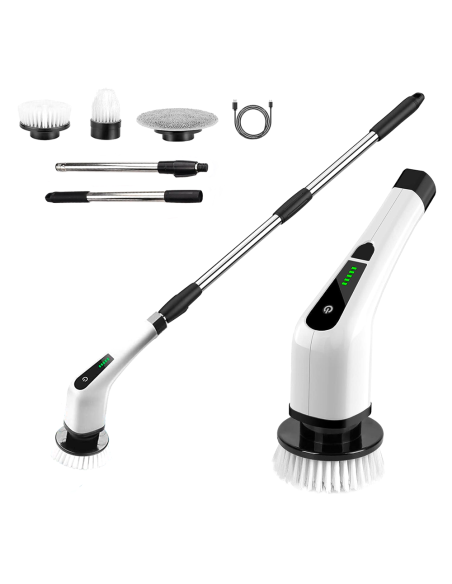 Brosse Électrique Rotative Sans Fil 3 en 1 pour Surfaces avec 3 Têtes