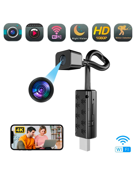 Mini Caméra Sans Fil Portable 4K HD Q-SX30 avec Contrôle à Distance Wi-Fi APP