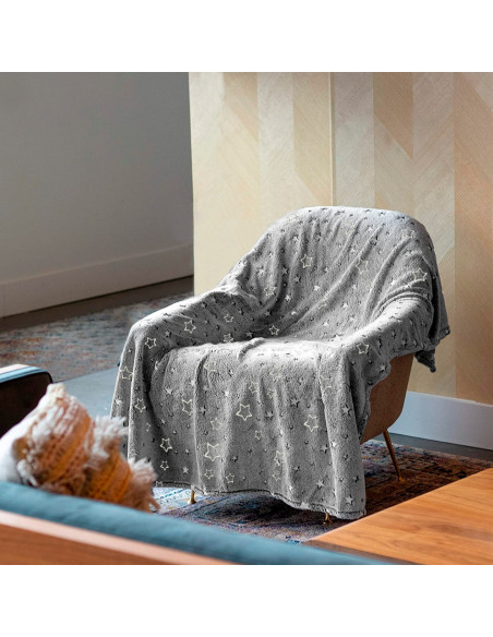 Couverture Magique Enfants Plaid d'Hiver en Peau Grise avec Motif Fluorescent