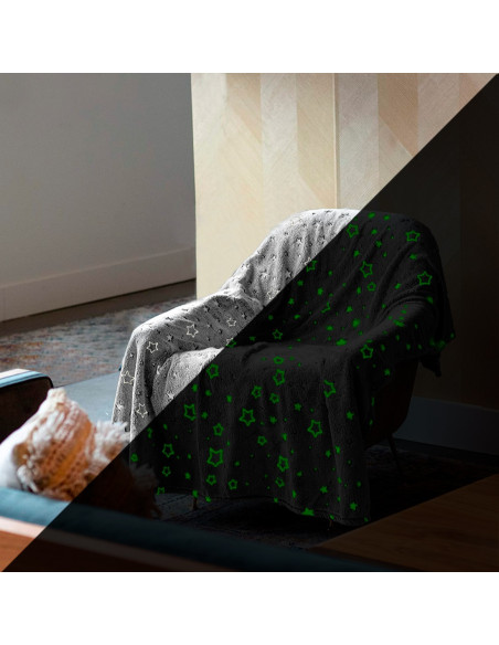 Couverture Magique Enfants Plaid d'Hiver en Peau Grise avec Motif Fluorescent