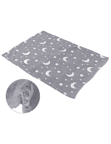 Couverture Magique Enfants Plaid d'Hiver en Peau Grise avec Motif Fluorescent