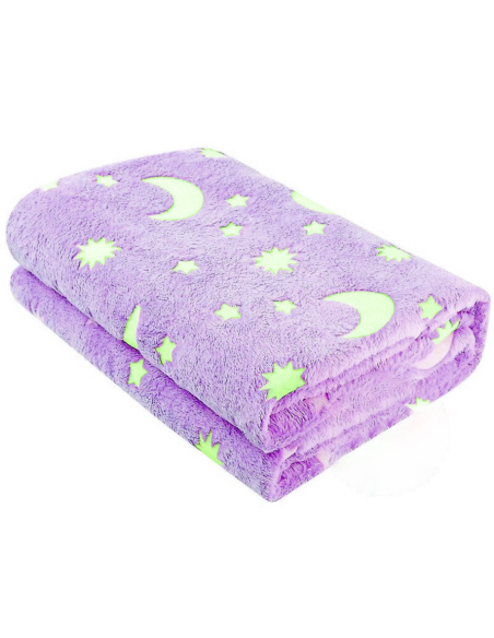 Couverture Magique Enfant Lilas Fluorescent Licorne Carrés Polaires 170x180cm