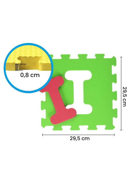 Tapis puzzle de jeu pour enfants 10 pièces modulables 29,5 x 29,5 cm