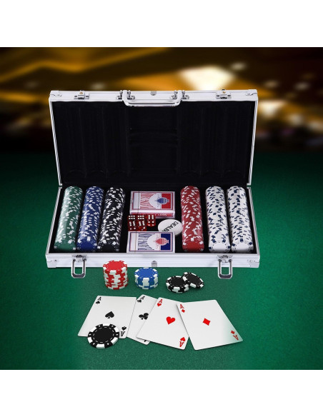Set pour poker professionnel 300 Fiches avec estuche et 2 Barajas de cartas