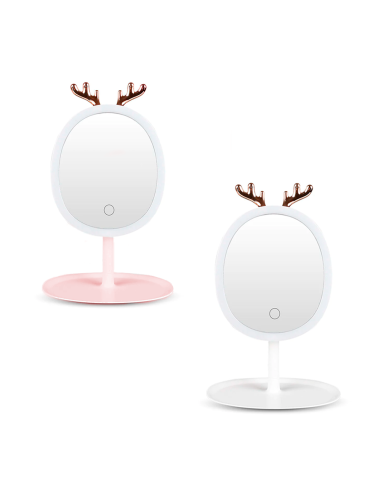 Miroir maquillage cosmétique avec éclairage LED tactile rechargeable sur table