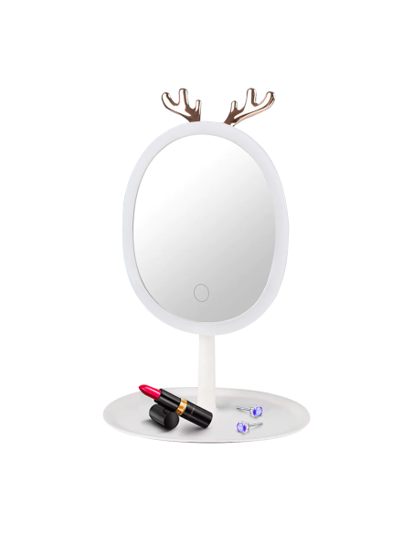 Miroir maquillage cosmétique avec éclairage LED tactile rechargeable sur table