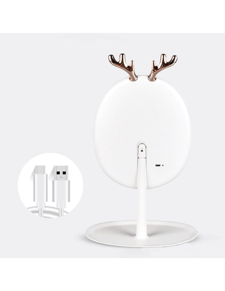 Miroir maquillage cosmétique avec éclairage LED tactile rechargeable sur table