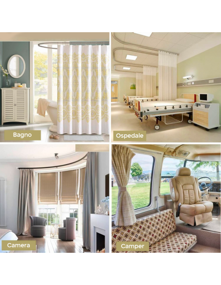 Rail rideau flexible PVC de 5 mètres Pliable et Coulissant Séparateur de pièces