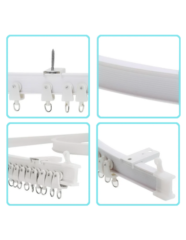 Rail rideau flexible PVC de 5 mètres Pliable et...