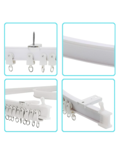 Rail rideau flexible PVC de 5 mètres Pliable et Coulissant Séparateur de pièces