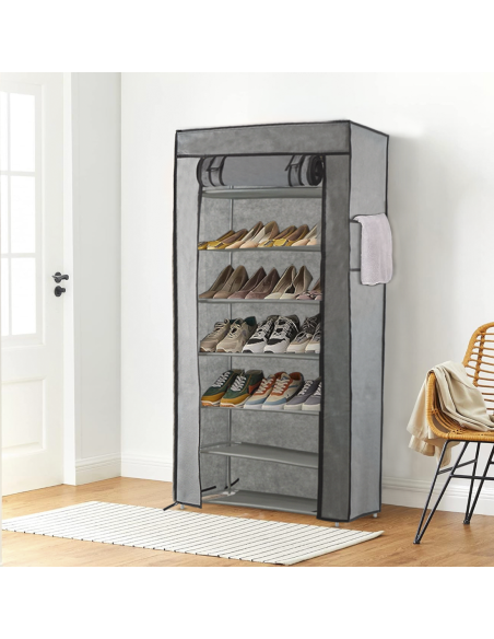 Économiseur d'espace chaussures avec 7 étagères en tissu TNT structure modulaire
