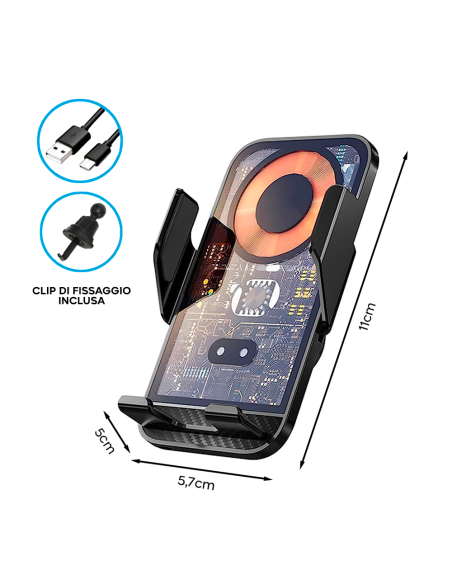 Support voiture avec chargement sans fil 20W serrage automatique multifonction