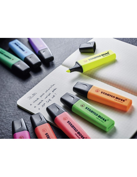 Marqueurs STABILO BOSS ORIGINAL ensemble 15 couleurs variées, 9 néon + 6 pastel