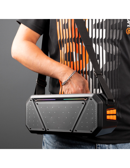 Enceinte stéréo portable Bluetooth sans fil lumières RVB et microphone Radio FM