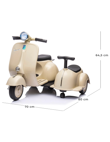 Moto électrique enfants LT958 Vespa avec petit side-car 6V lumières LED et son