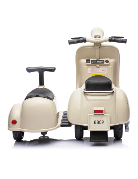 Moto électrique enfants LT958 Vespa avec petit side-car 6V lumières LED et son
