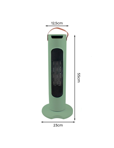 Chauffage électrique 2000W Colonne Affichage Digital Touche Tactile Télécommande Vert