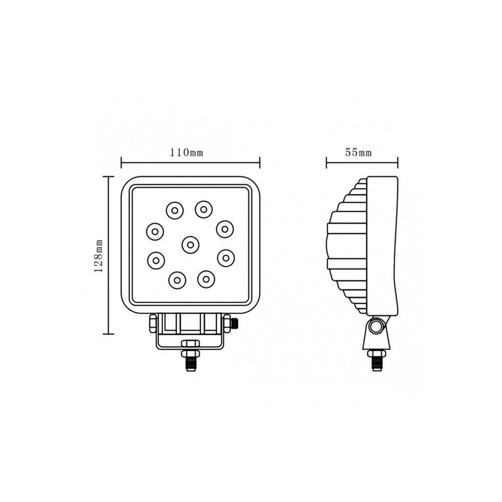 FARD -27w - 9 LED lumière froide / Convient pour voiture - camion - bateau (carré) 