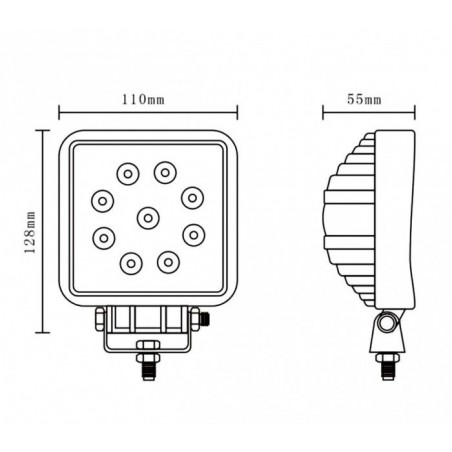 FARD -27w - 9 LED lumière froide / Convient pour voiture - camion - bateau (carré) 
