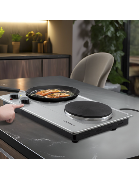 Cuisinière électrique double plaque acier Dictrolux2500W thermostat est réglable
