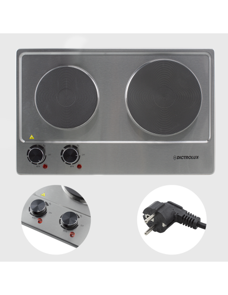 Cuisinière électrique double plaque acier Dictrolux2500W thermostat est réglable