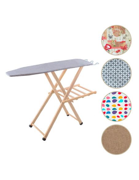 Table à repasser en bois LADY pliable avec support pour chaudière 79x35x121cm