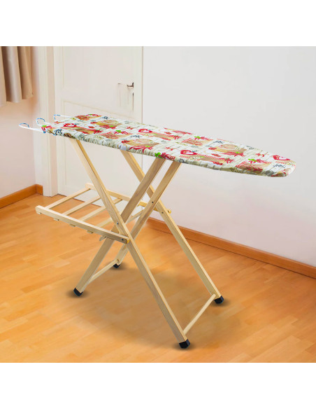 Table à repasser en bois LADY pliable avec support pour chaudière 79x35x121cm