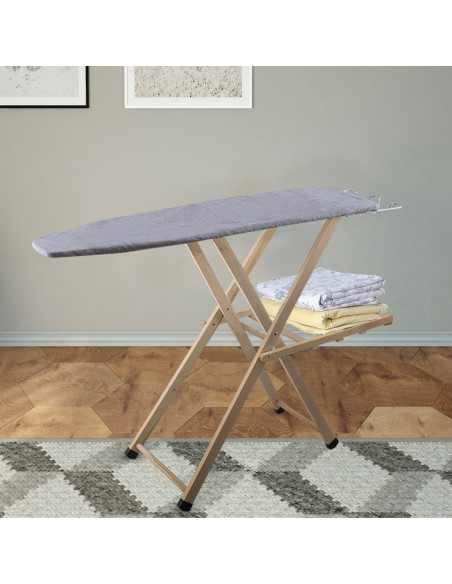Table à repasser en bois LADY pliable avec support pour chaudière 79x35x121cm