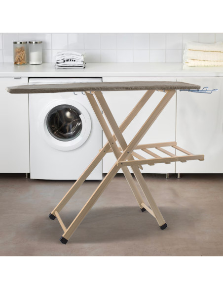 Table à repasser en bois LADY pliable avec support pour chaudière 79x35x121cm