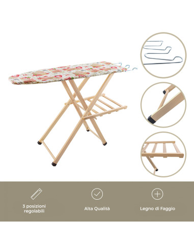 Table à repasser en bois LADY pliable avec...