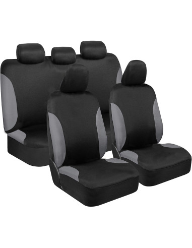 Ensemble housses sièges voiture 9 pièces universelles avant arrière appuie-têtes Gris