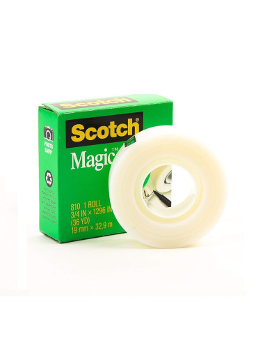 Scotch Magic Tape 3M 19 mm x 33 m transparent opaque et inscriptible