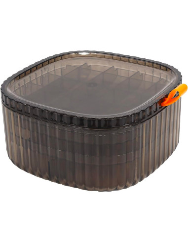 Boîte en plastique transparente pour organisateur de bijoux avec compartiments Marron