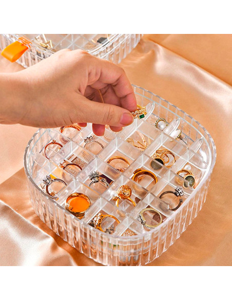 Boîte en plastique transparente pour organisateur de bijoux avec compartiments