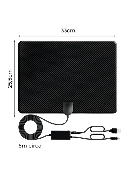 Antenne TV numérique intérieure 1080p Full HD avec amplificateur de signal