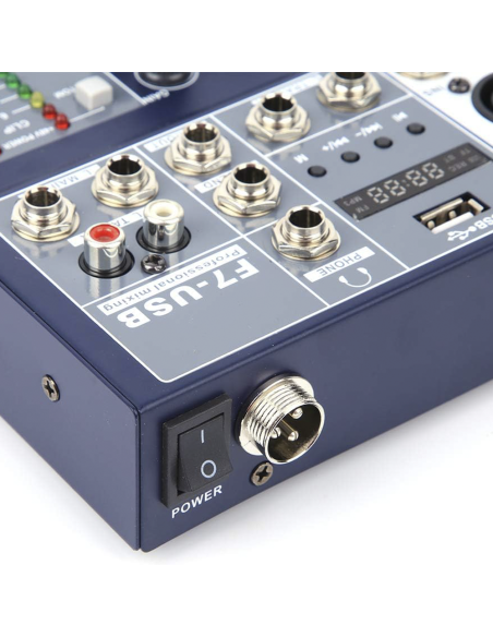 Mélangeur Audio 7 Canaux Professionnel Bluetooth Alimentation Phantom 48V Effet