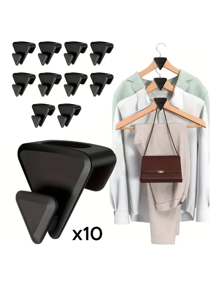 Lot de 10 Cintres Suspendus avec Connecteurs en Plastique Économiseurs d'Espace