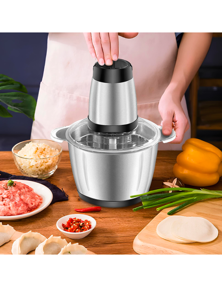 Hachoir à viande et légumes multifonction 400W bol 3L hacher mélanger