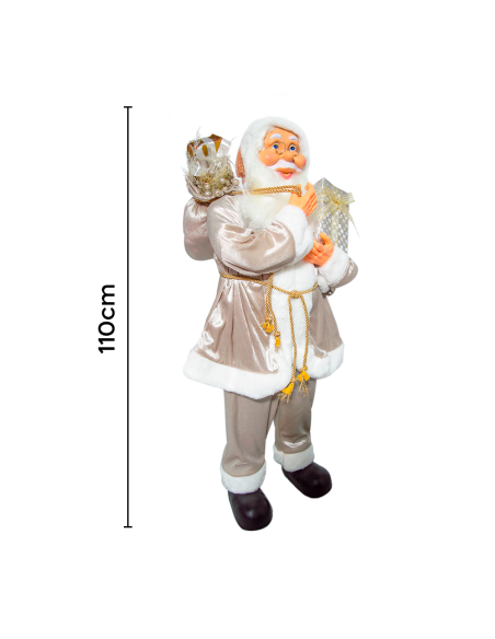 Père noël rose à paillettes 144291 décoration 110Hcm mini lumières et sons