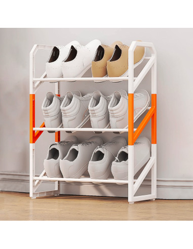 Étagère à chaussures en plastique multifonctionnelle à 3 niveaux Orange