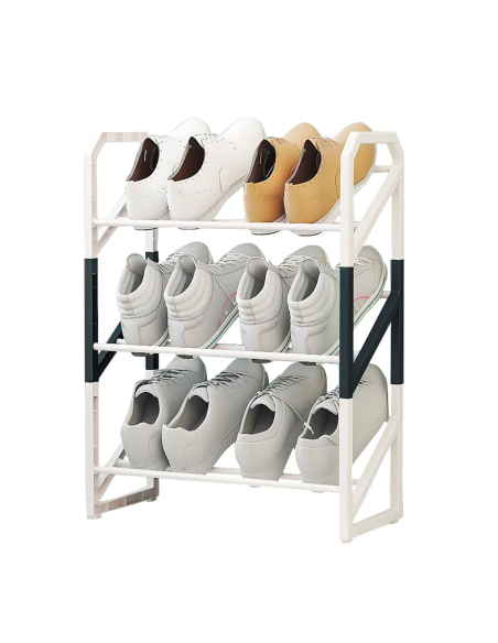 Étagère à chaussures en plastique multifonctionnelle à 3 niveaux