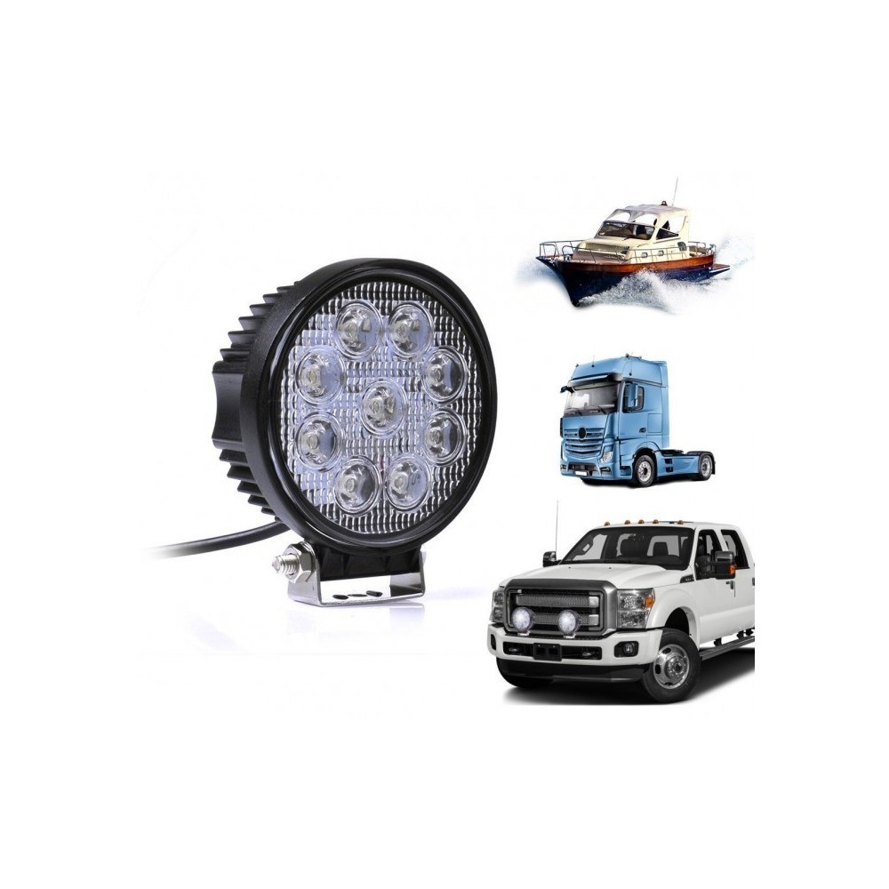 FARD -27w - 9 LED lumière froide / Convient pour voiture - camion - bateau (ronde)