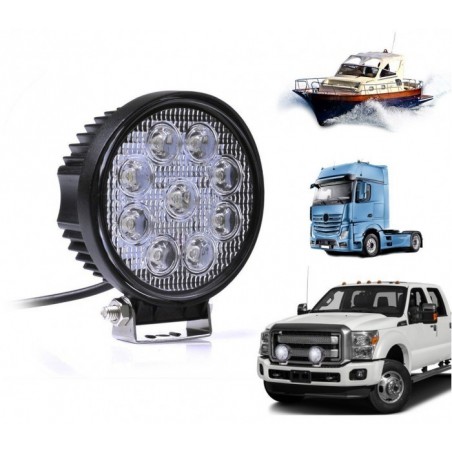 FARD -27w - 9 LED lumière froide / Convient pour voiture - camion - bateau (ronde)