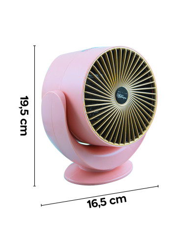 Mini chauffage électrique de bureau 900W avec inclinaison Rose