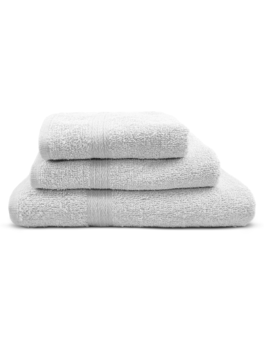 Ensemble 3 Serviettes Bain en Éponge Visage les Invités et Douche en Tons Unis Blanc