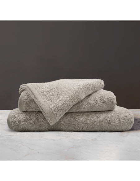 Ensemble 3 Serviettes Bain en Éponge Visage les Invités et Douche en Tons Unis