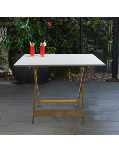 Table de jardin en bois Formica 60x90 F2149 BLANC Pliable... 2