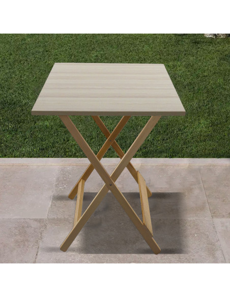 Table jardin en bois de hêtre Formica 60x90 F2069 GRIS Pliable pour l'extérieur
