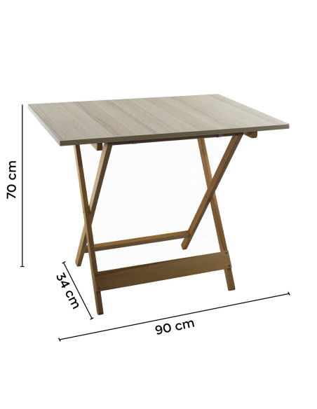 Table jardin en bois de hêtre Formica 60x90 F2069 GRIS Pliable pour l'extérieur