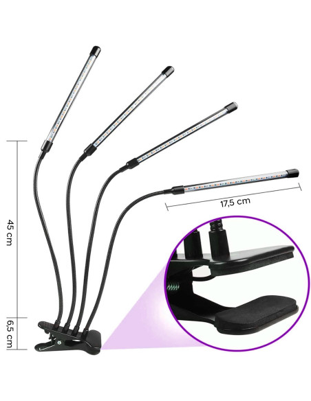 Lampe LED Culture pour Plantes Éclairage Intérieur 4 Bandes LED Alimentation USB